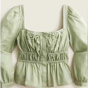 J. Crew | Cinched-Waist Top in Herringbone Cotton